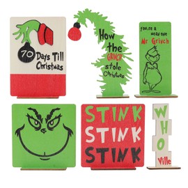 Tiered Tray Decor Cards Cartoon Christmas Style Durable Wood Widely Used Tiered Tray Signs for Home Party Bar 6Pcs A Set