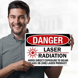 Danger Laser Radiation Avoid Direct Exposure To Beam Class 3B Sign, 10x14 Inches, 55 mil thick HDPS (high density polystyrene), Made in USA by My Sign Center