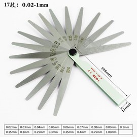 Kimlonton 100B-17 Stainless Steel Thickness Gauge 3.9 inches (100 mm), Set of 17 (0.02 - 1.0 mm) Gap Gauges, Thickness and Thinkness