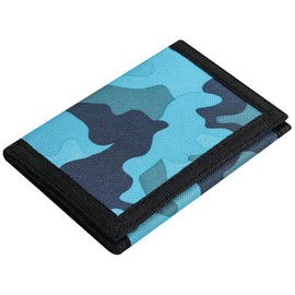 Lamiza RFID Kids Wallet for Boys Men, Boys Wallet for Kids with Magic Sticker, Teen Wallet with Coin Pocket, Camo Wallet for Teen Boys, Nylon Wallet for Christmas/Birthday Gift Ideas (Camo blue)