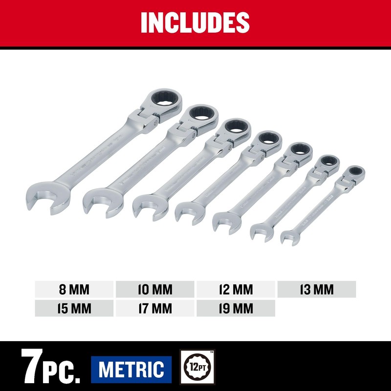 CRAFTSMAN Ratchet Set, 7-Pack, 72-Tooth, 180 Degree Flexi Head Design,