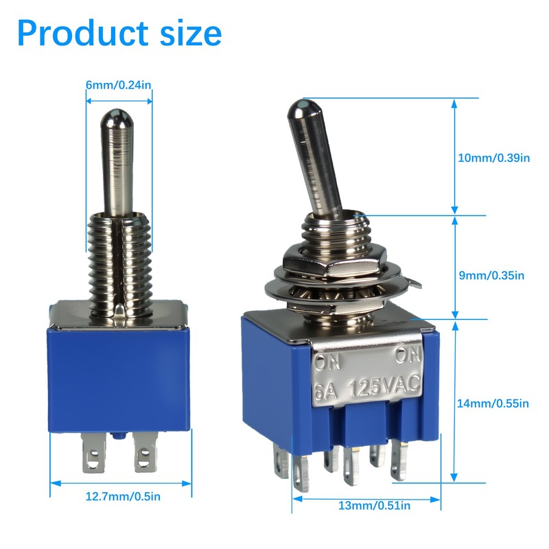 VIBICCK 15PCS SPST Mini Toggle Switch Miniature ON/ON 2 Pin