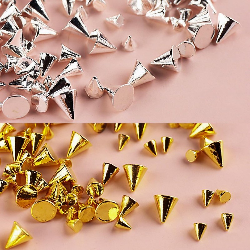 Unique Cone Nail Art Studs, Metal 3D Nail Art Studs