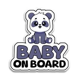 Baby on Board Signs for Car, 6.5 x 6 inches Cute Baby Panda, Waterproof and UV-Resistant Baby on Board Sticker, Durable Baby Sign for Safety Awareness, Easy to Apply for Window or Bumper