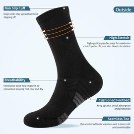 Lapulas Mens Socks 6 Pairs Thermal Sports Cotton Breathable Thick Cushioned Crew Socks Outdoor Running for Men Women