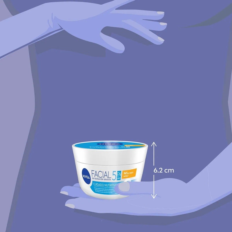 Crema Facial Hidratante Nivea 5en1 Sensación Ligera 200 Seca Día