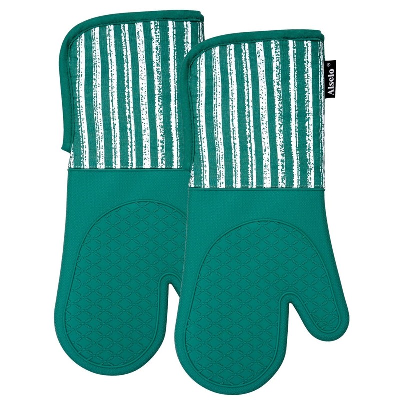 Alselo Silicone Oven Mitts Heat Resistant 932℉ with Waterproof &