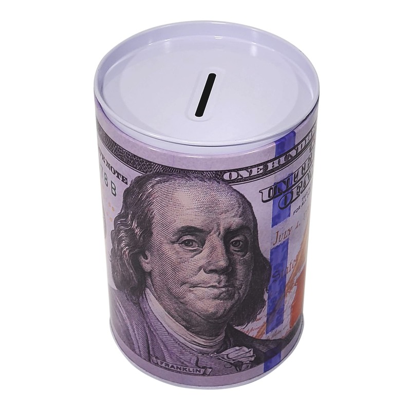 8.25” Reusable and Durable 100 Dollar Bill Piggy Bank Tall