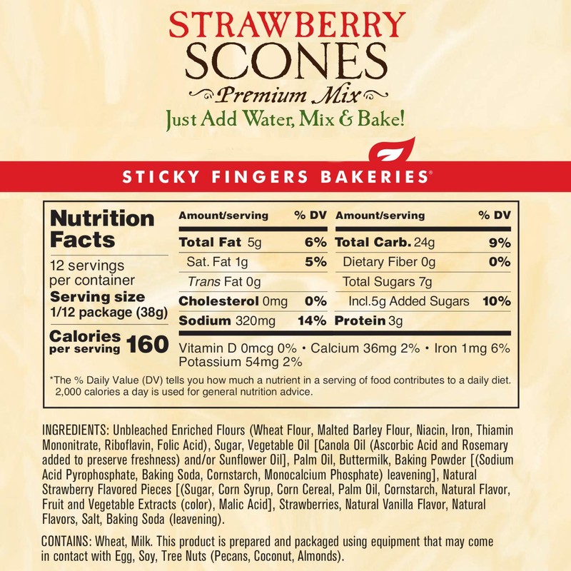 Sticky Fingers Strawberry Scone Mix 16oz
