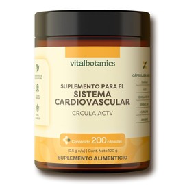 VITAL BOTANICS - Active Circulation - Omega 3, 6 y 9, Vitamina C, Ajo, Bromelina, Cúrcuma, Jengibre, Uva - Multivitamínico - 200 Cápsulas De 500 Mg - 6 Meses Suplemento - Libre De Gluten Y Aditivos