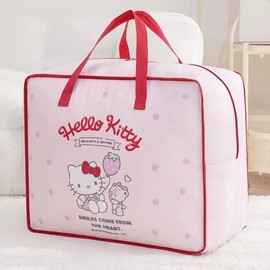 Kitty Quilt Blanket Storage Bag|Blanket Organizer|Comforter Storage for Clothes, Quilts, Bedding|Linen Bag Storage with Visible Front Panel, Strong Handles & 2-Way Zipper (M(20.5x9.5x16.5) in)