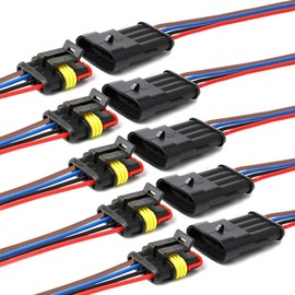 YETOR Way Car Waterproof Electrical Connector,4 pin Plug Auto Electrical Wire Connectors with Wire 16 AWG Marine for Car, Truck, Boat, and Other Wire Connections.(5 Pack)