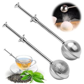 Pack of 2 Tea Strainer for Loose Tea, Stainless Steel 304 Teaballs with Telescopic Handle, Tea Tongs, Tea Infuser Fine Mesh for Loose Tea, Rose, Coffee, Spices