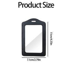 3 Pack PU Leather ID Badge Holders, Vertical Double-Sided Clear Card Holders for Office, Staff, Students - Black, Blue, Coffee Brown