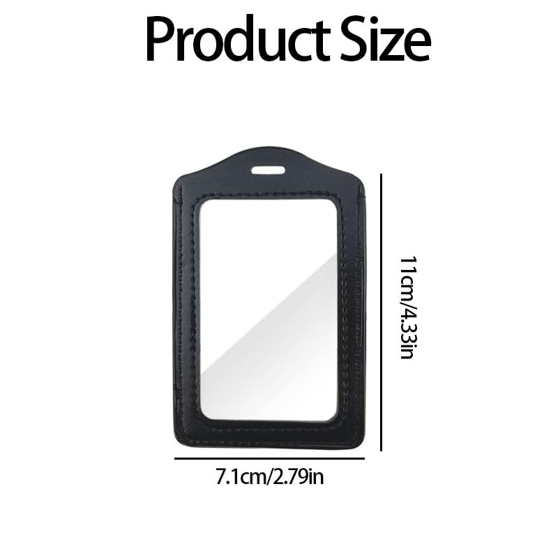 3 Pack PU Leather ID Badge Holders, Vertical Double-Sided Clear