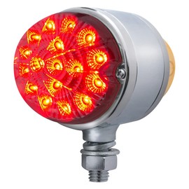 UNITED PACIFIC 39546 Marker Light, Reflector, Double Face, LED, Assembly, Dual Function, 17 LED, Clear Lens/Amber and Red LED, Chrome-Plated Steel, Watermelon Design