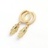 SAINT RAPHAËL Gold Huggie Hoop Earrings with Feather Dangle Charm,