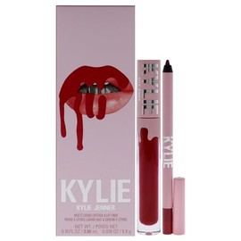 Kylie Cosmetics Kit de labios mate, 402 Mary Jo K para mujer, 2 lápices labiales líquidos mate de 0.10 onzas, delineador de labios de 0.03 onzas