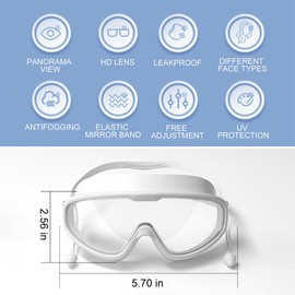 FEELNOW Continuity Goggles,High-Definition Large Frame Waterproof and Anti-Fog Swimming Goggles for Adult ﻿ (2, Black+White HD)