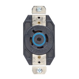 Leviton 2510 20 Amp, 120/208 Volt- 3PY, Flush Mounting Locking Receptacle, Industrial Grade, Grounding, V-0-Max, Black