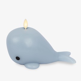 Luminara Celestial Blue Whale Figural Flameless Candle Real Wax Moving Flame LED Night Light - 6.6" x 4.3"