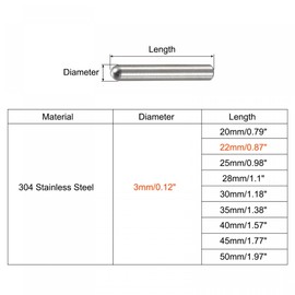 TA-VIGOR 10Pcs 3mm x 22mm Dowel Pins, 304 Stainless Steel Shelf Support Cylindrical Pin Pegs Shelf Support Pegs Fasten Elements for Furniture, Cabinets, and Mechanical Applications