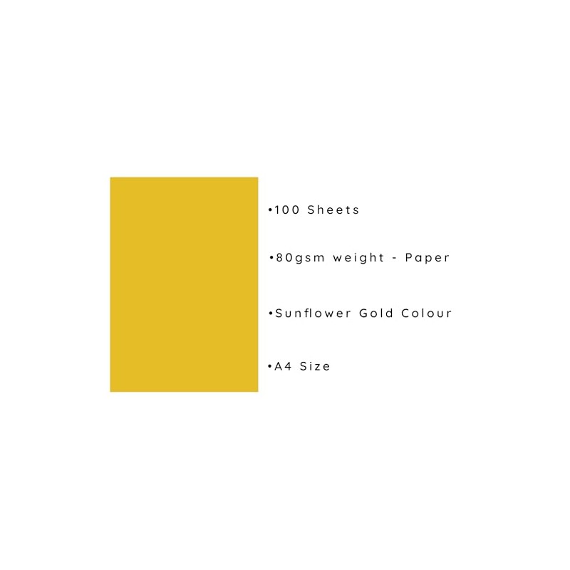 Sunflower Gold A4 Coloured Craft Paper 80gsm x 100 Sheets