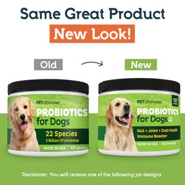 Pet Ultimates Probiotics for Dogs – 22-Species Dog Probiotics for Digestive Support & Antibiotics Recovery – Skin and Coat Supplement, Enhances Vitality – Dog Health Supplies (1 Pack)