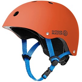 OutdoorMaster Kids Skateboard Cycling Helmet - Adjustable Multi-Sports Helmet with Removable Liners for Skateboarding Skating Scooter Rollerblading - Orange - S