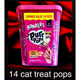 BONKERS 14pk Bonkers Purr Pops Chicken Licks-Cat Treats Ltd Edition (1 Box Of 14ct)
