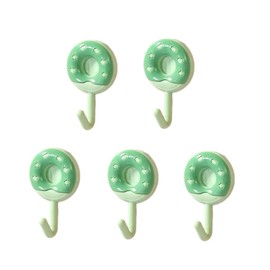 KZhuim Doughnut Shaped Wall Hooks 5-Pack - 6 Color Set Options, No Drill Adhesive Hangers for Home Organization (ABS, 3.3lbs Capacity) (Green)