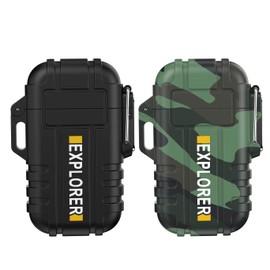 Jaerdhs 2 Pack Butane Torch Lighter ARC Lighter (Black+CamoARC)