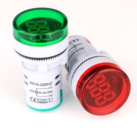 Gebildet AC Frequency Meter, AC 24-500V 20-75Hz Frequency Counter Pack of 2, Green Red LED Signal Indicator Lamp