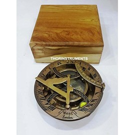 Antique Sundial Compass 4 Inches Made of Solid Brass with Box