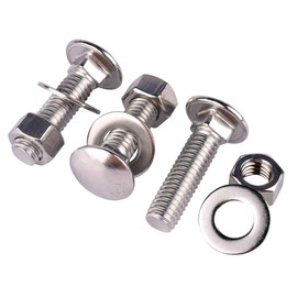 KOSJETHAS 8 Sets 5/16-18 x 3/4" Carriage Bolts Screws Round Head Square Neck and Hex Nuts, Flat Washers 304 Stainless Steel 18-8 Full Thread, Silver
