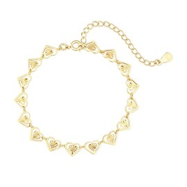 MARLION JEWELS Women's Bracelet with Beautiful Hearts Thread. Gold-Plated / Silver-Plated Surgical Steel Women's Bracelet Ideal for Valentine's Day and Mother's Day Gift, Birthday... Jewellery Women's