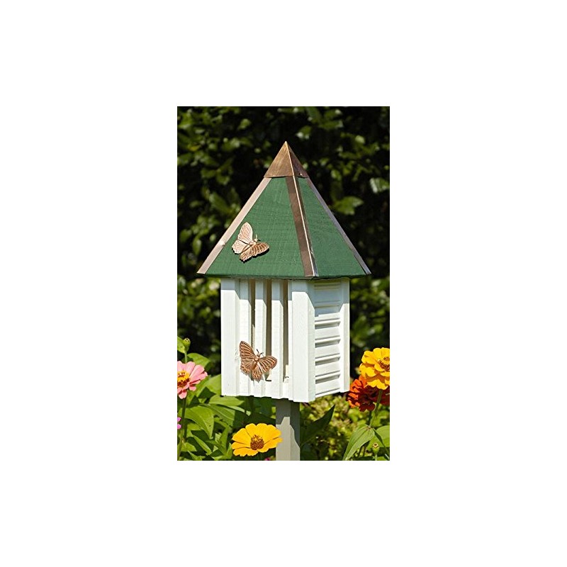 White Flutterbye Butterfly House & Pole for Outdoors, Garden, Backyard,