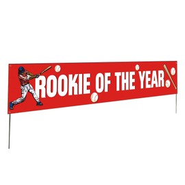 Large Baseball Sport Theme Banner Backdrop, Rookie of The Year, Baseball Baby Shower/Sport Theme Party Yard Signs, Boy 1st 2nd Birthday Party Supplies