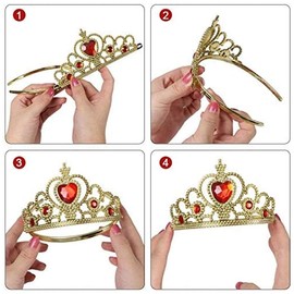 Princess Belle Rapunzel Elsa Costume Accessory Set Tiara Necklace Glove Wand - Ideal for Dress-up and Theme Parties