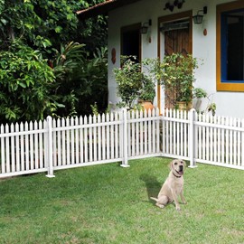 ECOOPTS 1 Set 32.6" Hx84 W Vinyl Picket Fence Panels White Decorative Fence for Porch Yard Garden Patio Walkways Pool (34 Pickets, Straight)