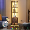Furnulem Corner Shelf,5-Tier Corner Cabinet with Storage and LED Light,