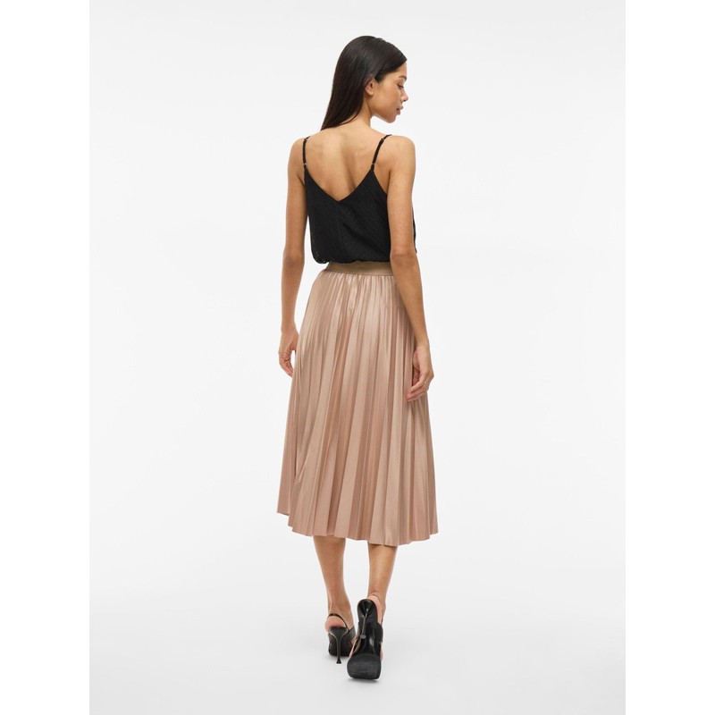 Vila Female Midi Skirt, Pleated, Sandshell