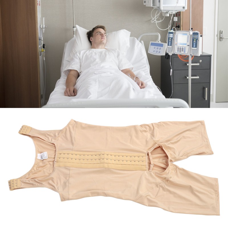 Men Shapewear Bodysuit Soft Breathable Adjustable Postoperative Compression Slimming Bodysuit