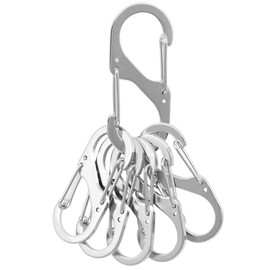 Key Chain / Key Ring Metal Fittings, S Type, 6 Pieces (Large 1 Piece, Small 5 Pieces) Silver Hook Keychains Keychains