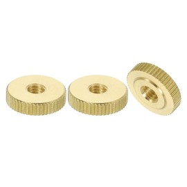 QUARKZMAN Knurled Thumb Nuts, Pack of 3 M5 x D16 mm x H4 mm Brass Handle Nuts Knurled Nuts with High Head Fasteners for 3D Printer Parts, Machine Tools