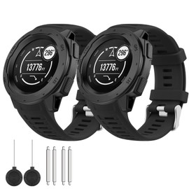 2-Pack Silicone Band for Garmin Instinct Watch Bands, Soft Silicone Sports Strap Replacement Wristband for Garmin Instinct 2 / Instinct Esports/Solar/Tactical for Women Men (Black+Black)