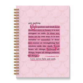 BAYOGITA Pink Christian Decor Notebook - Pink Bow Bible Verse Journal, Religious Spiral Notebooks, Coquette Bow Preppy School Supplies Notebooks, Preppy Christian Gifts, Coworker Gifts, 5.5x8.3 Inches