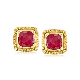 Ross-Simons 8.25 ct. t.w. Ruby Etruscan-Style Earrings in 18kt Gold Over Sterling