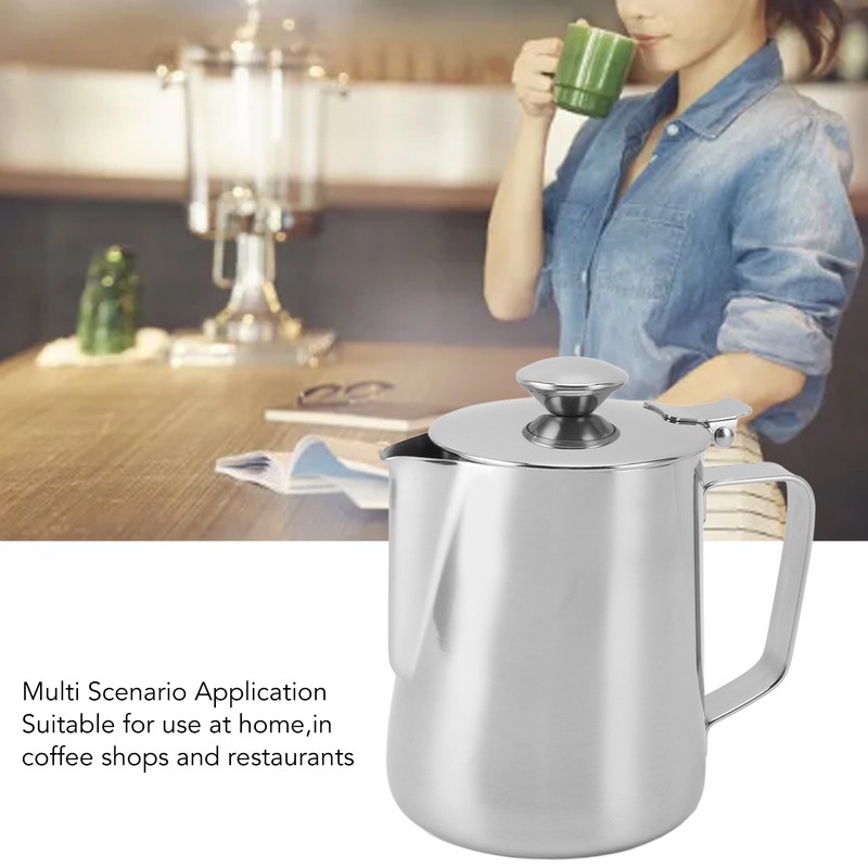 Milk Frothing Cup Thickened Stainless Steel Comfortable Handle Coffee Steaming