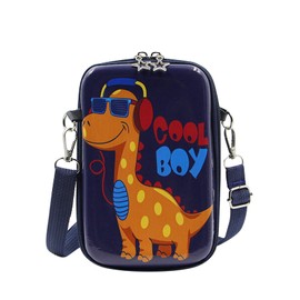 Suillty - Bolso bandolera pequeño con diseño de dinosaurio, impermeable, para teléfono celular, para niños y niñas, Azul marino, Una talla, Bandolera